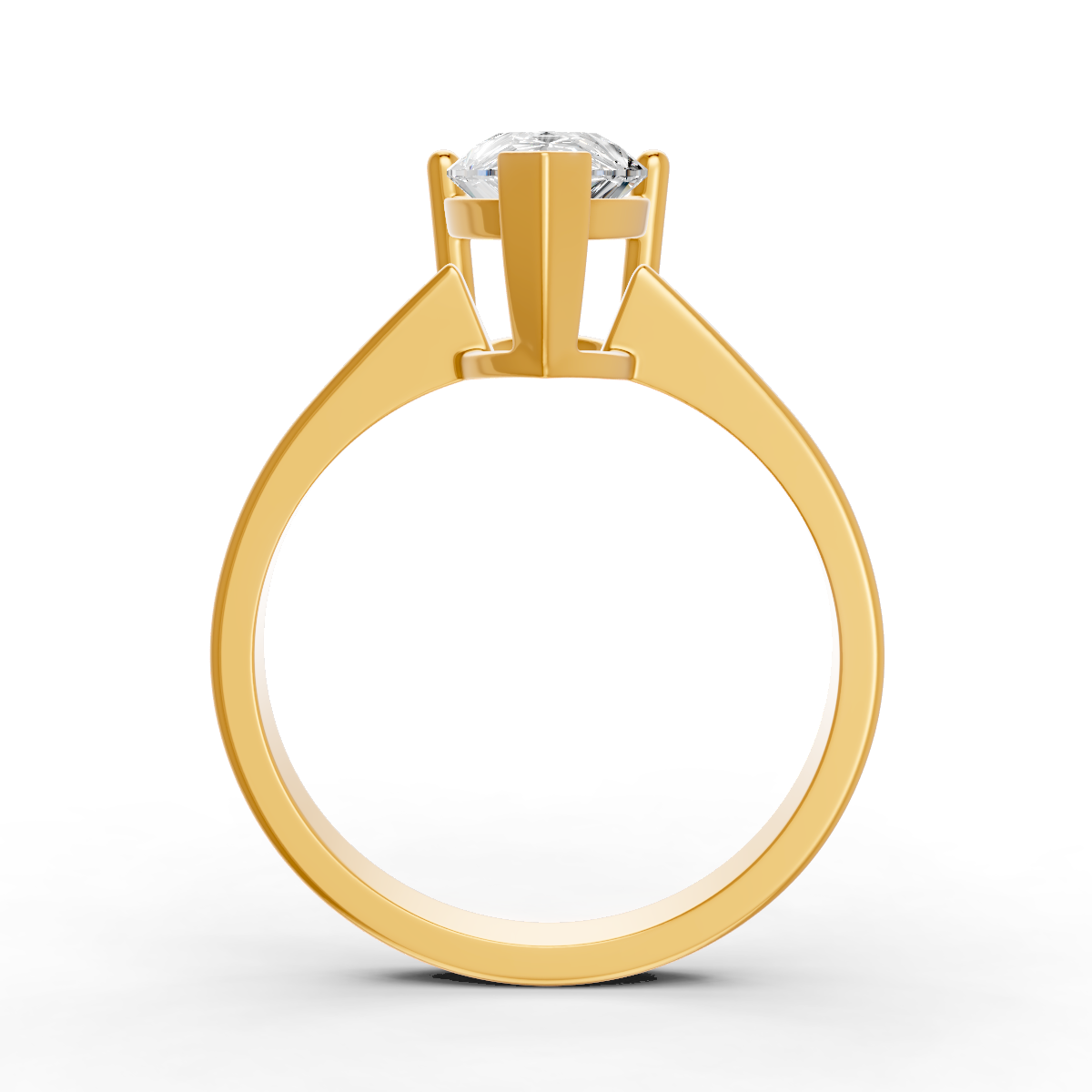 1-5 Ct Pear Cut Real Moissanite 3 Prong Solitaire Ring 14K Yellow Gold Plated