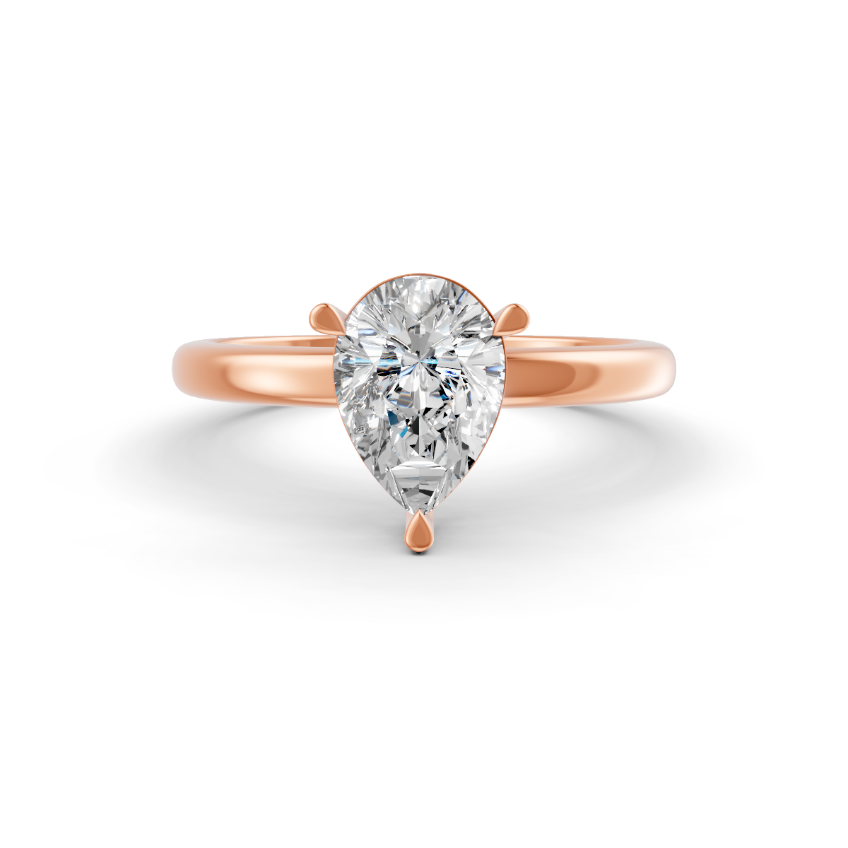 1-5 Ct Pear Cut Real Moissanite Claw Prong Solitaire Ring 14K Yellow Gold Plated