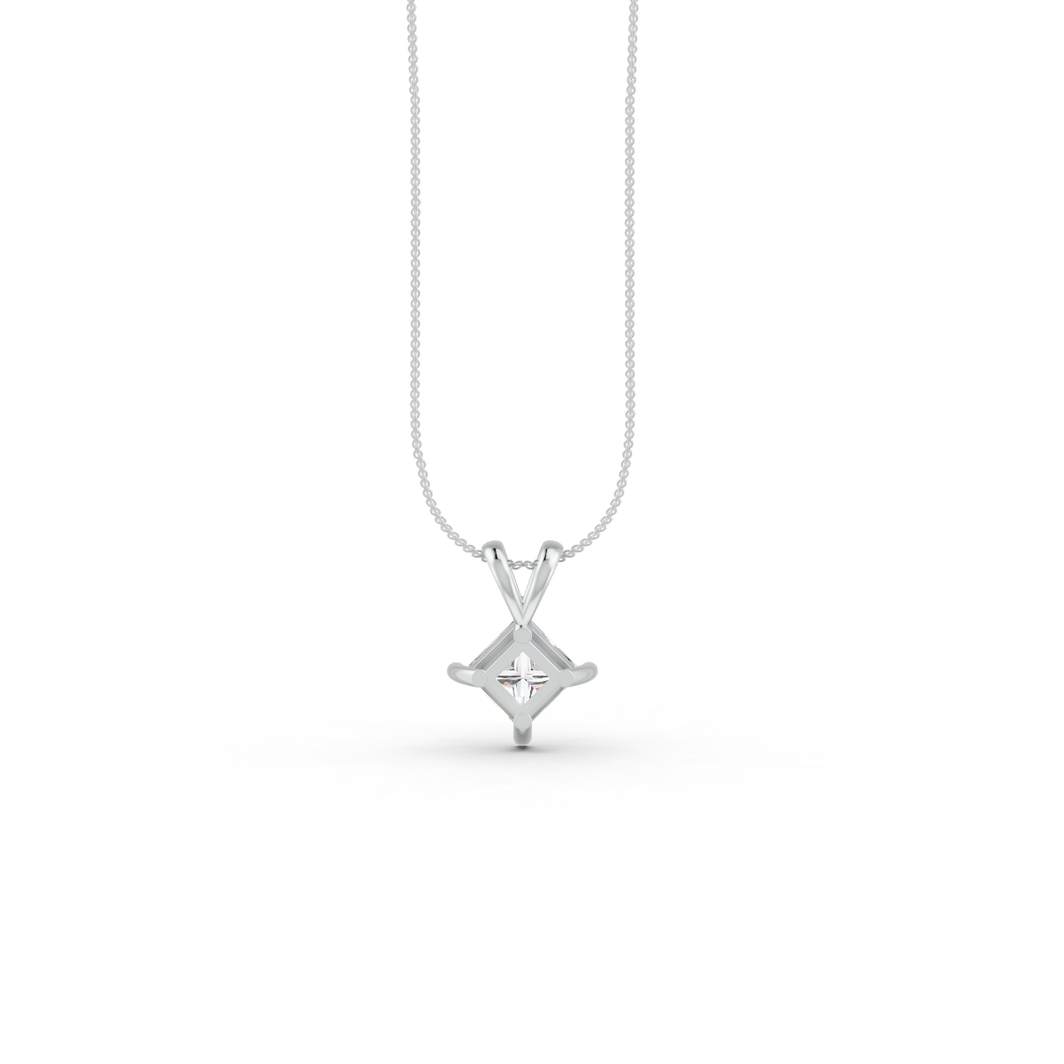 Princess Cut Moissanite Solitaire Pendant 14K Yellow Gold Plated
