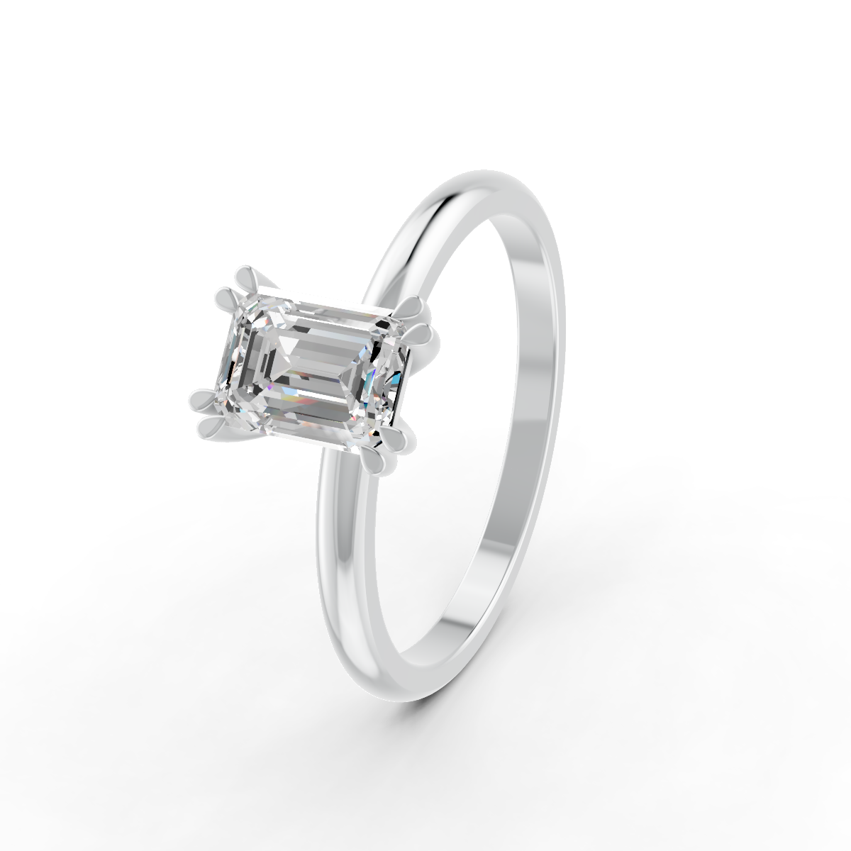 1-5 Ct Emerald Cut Real Moissanite Double Prong Solitaire Ring 14K Yellow Gold Plated