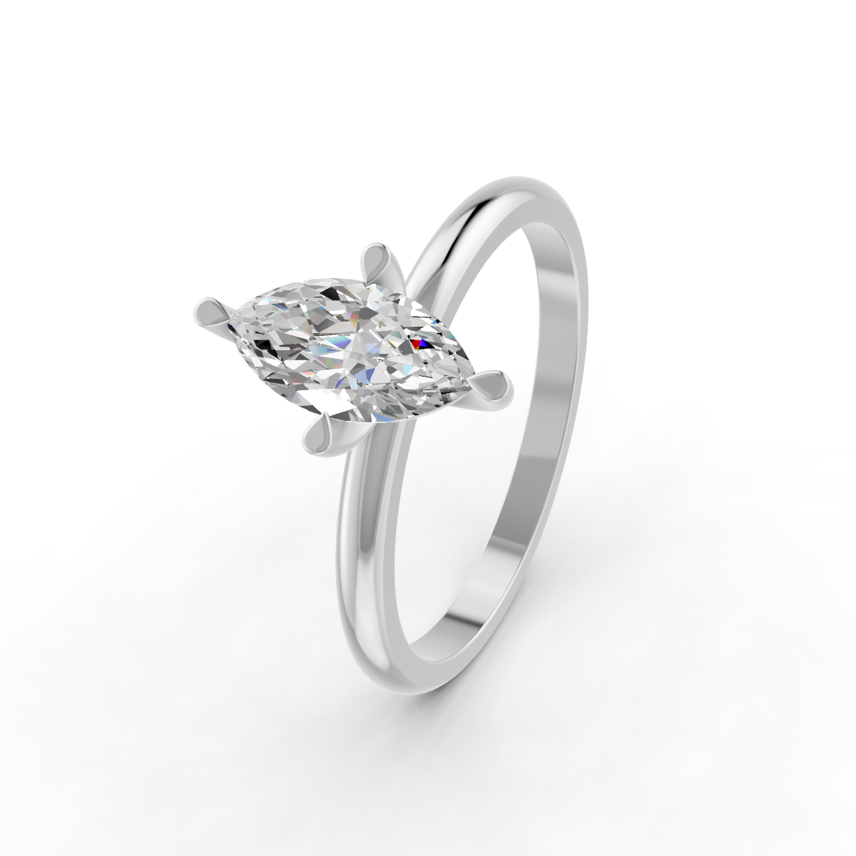 1-5 Ct Marquise Cut Real Moissanite 4 Prong Solitaire Ring 14K Yellow Gold Plated