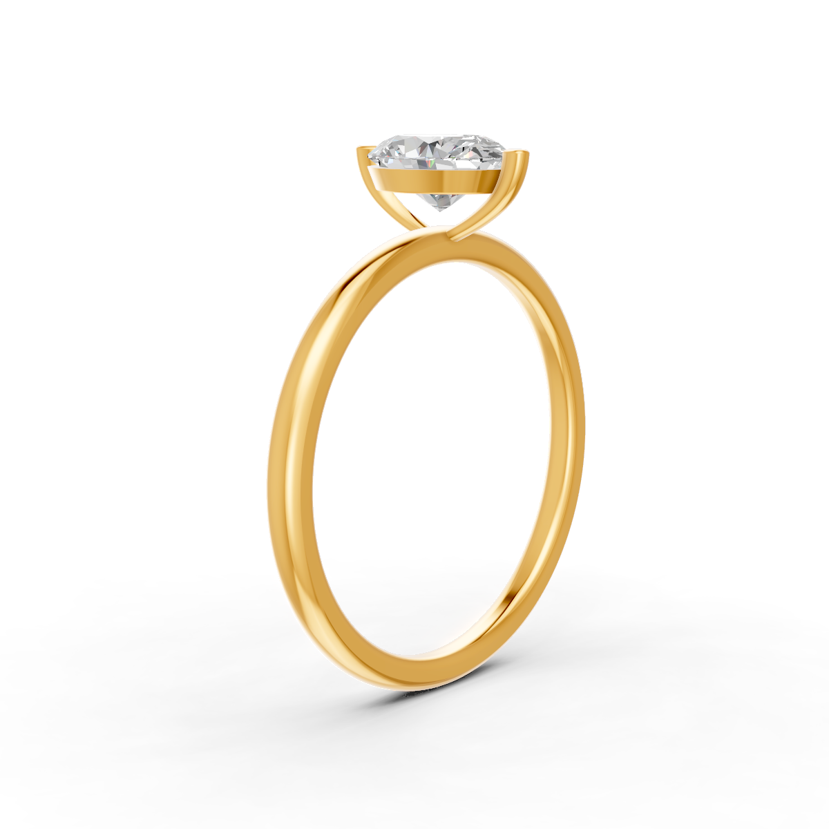 1-5 Ct Oval Cut Real Moissanite 2 Prong Solitaire Ring 14K Yellow Gold Plated