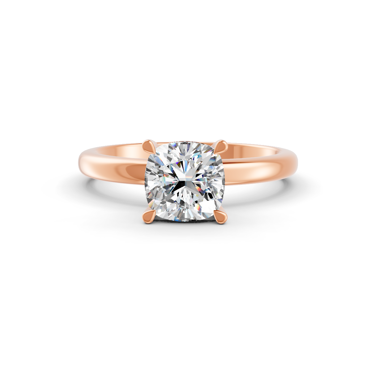 1-5 Ct Cushion Cut Real Moissanite 4 Prong Solitaire Ring 14K Yellow Gold Plated