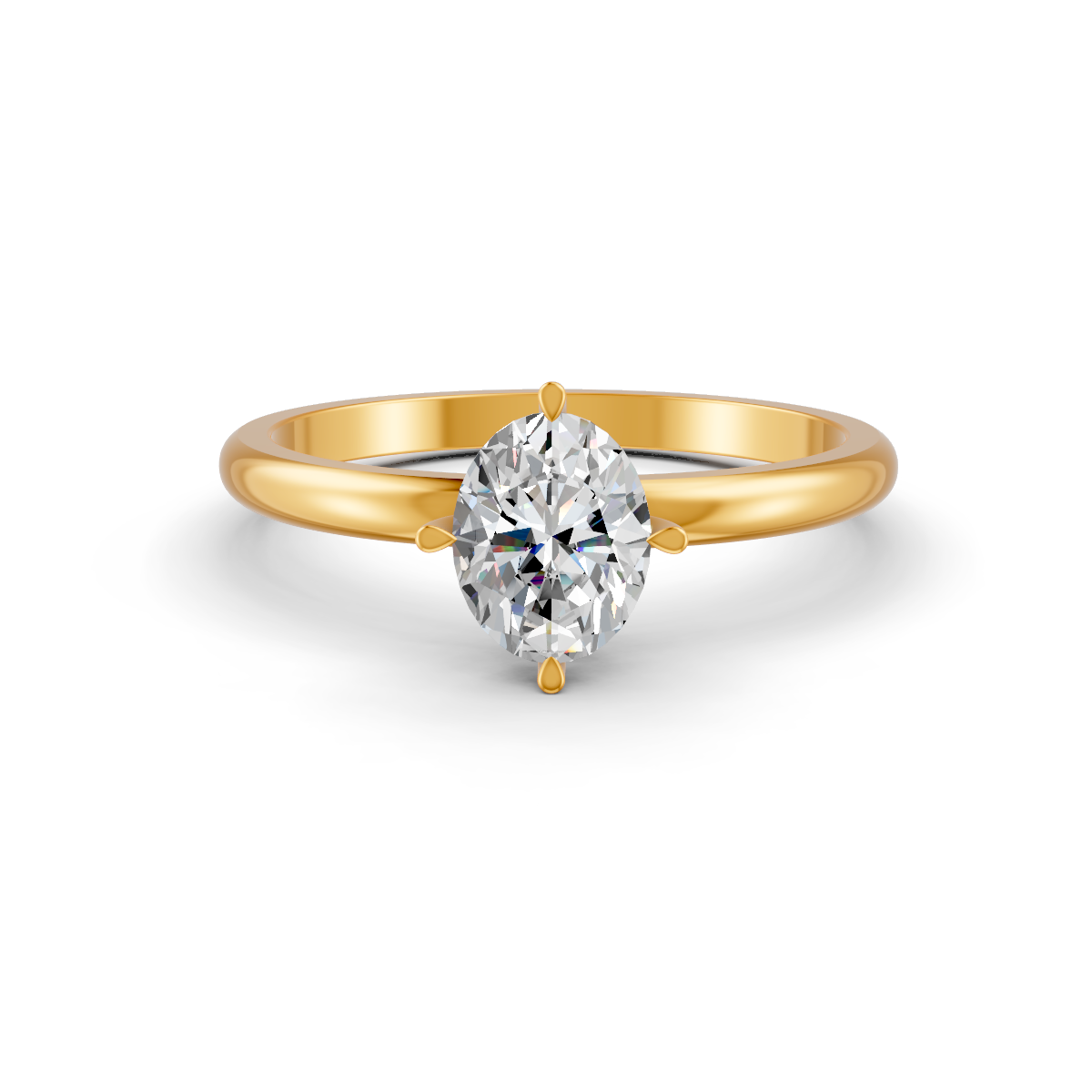 1-5 Ct Oval Cut Real Moissanite 4 Prong Solitaire Ring 14K Yellow Gold Plated