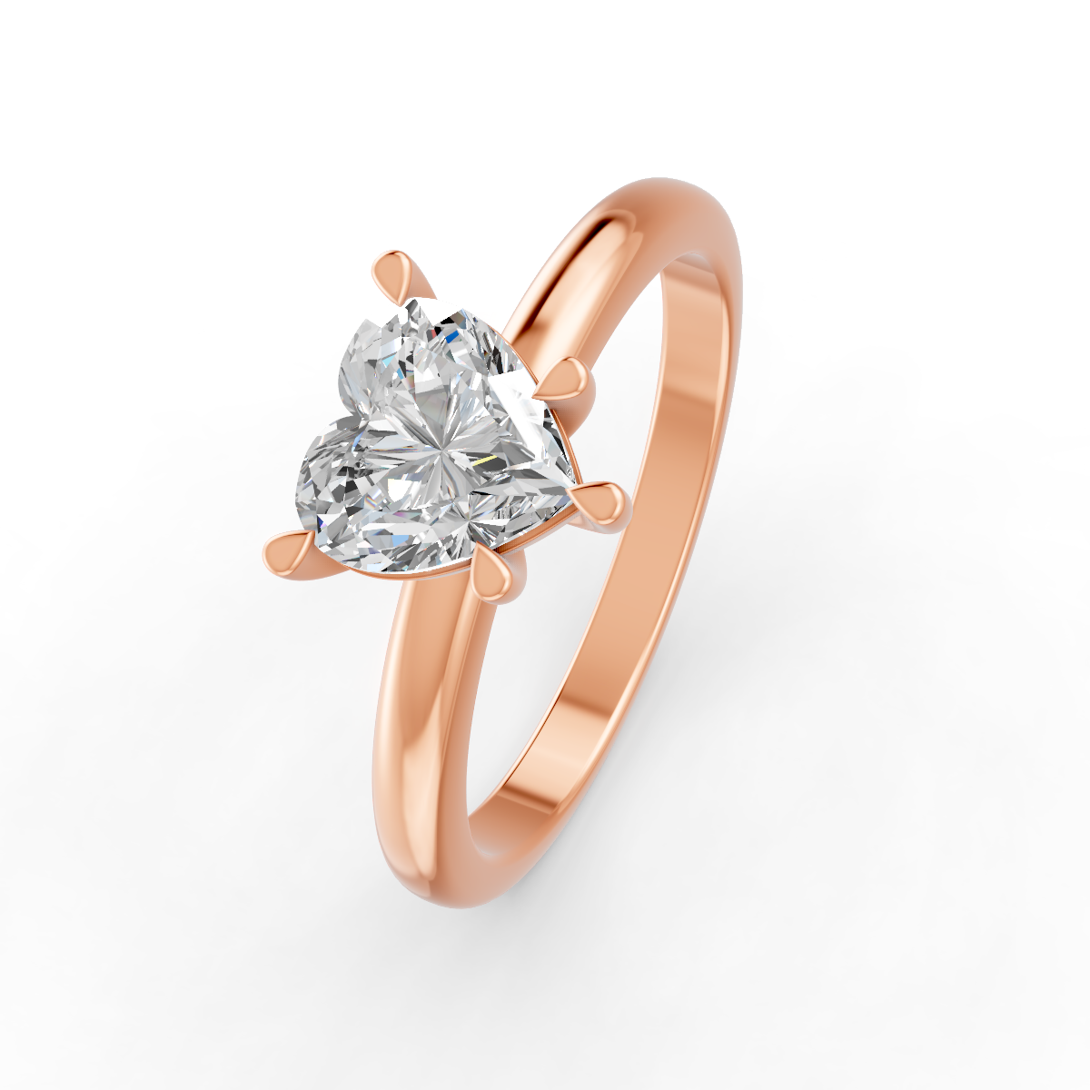 1-5 Ct Heart Cut Real Moissanite 5 Prong Solitaire Ring 14K Yellow Gold Plated