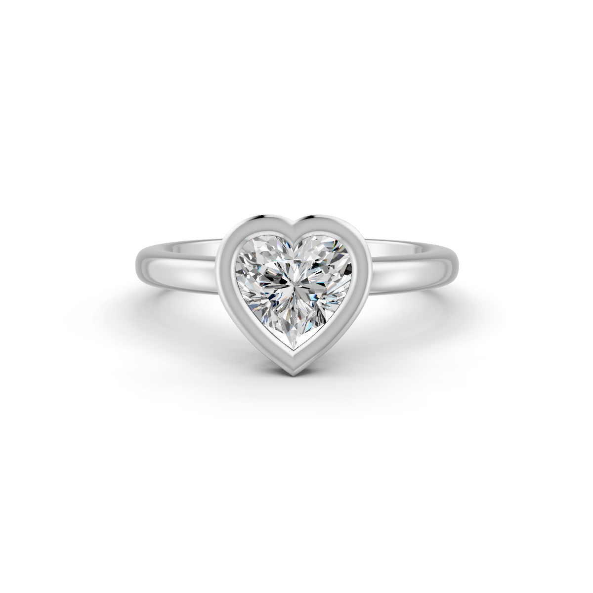 1-5 Ct Heart Cut Real Moissanite Bezel Set Solitaire Ring 14K Yellow Gold Plated
