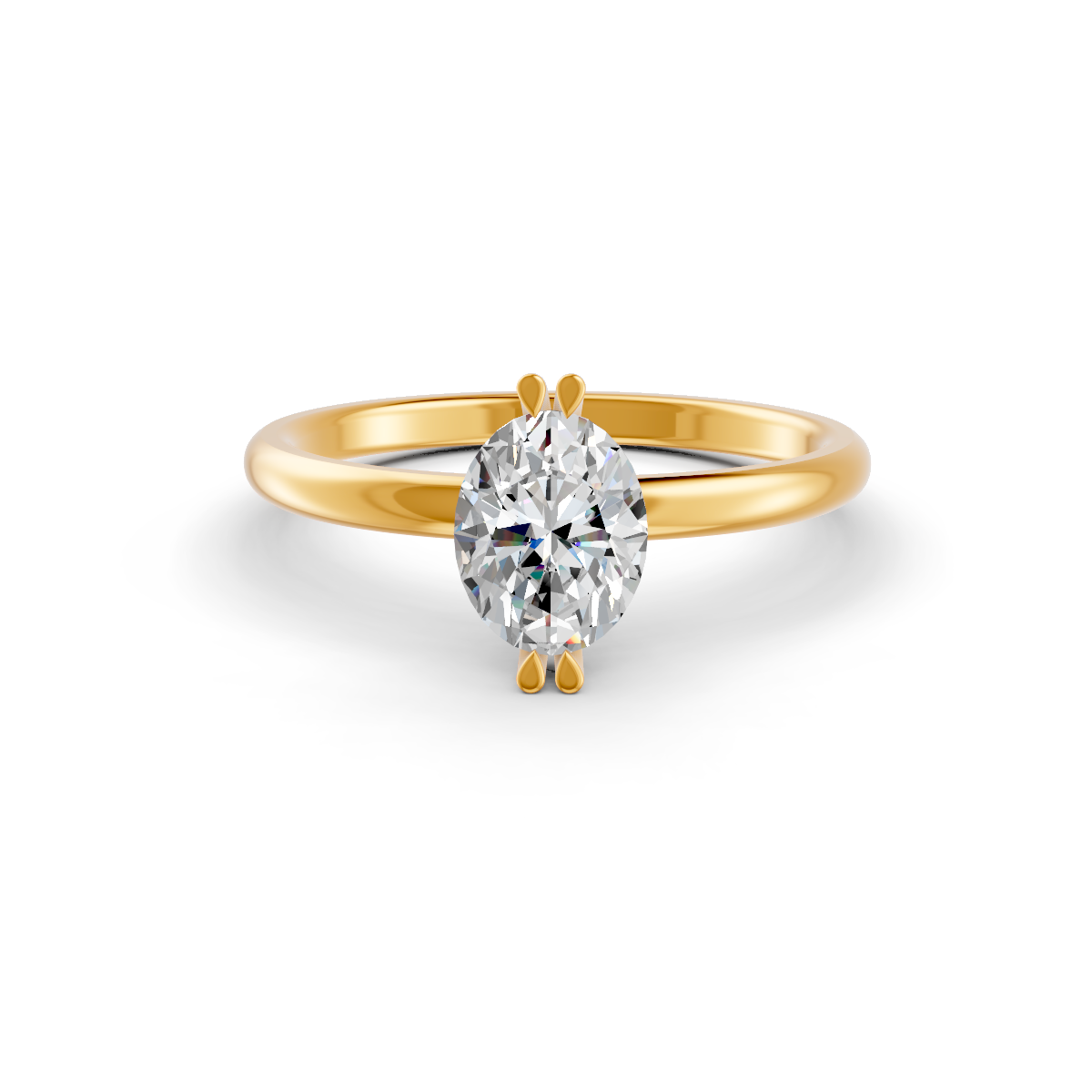 1-5 Ct Oval Cut Real Moissanite Double Prong Solitaire Ring 14K Yellow Gold Plated