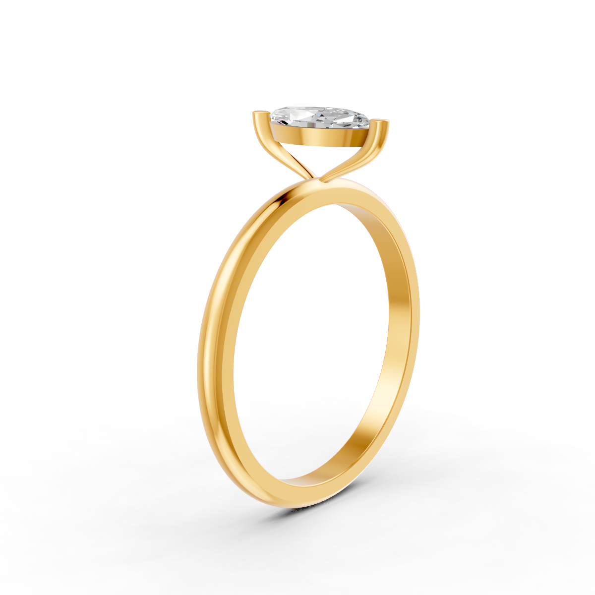 1-5 Ct Marquise Cut Real Moissanite 2 Prong Solitaire Ring 14K Yellow Gold Plated