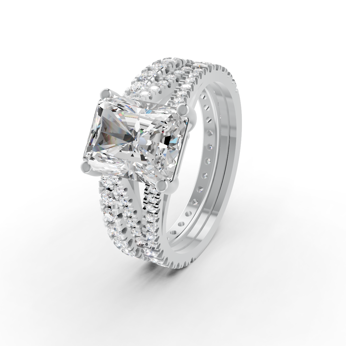 4Ct Radiant Cut Moissanite Bridal Engagement Ring 14K Yellow Gold Plated