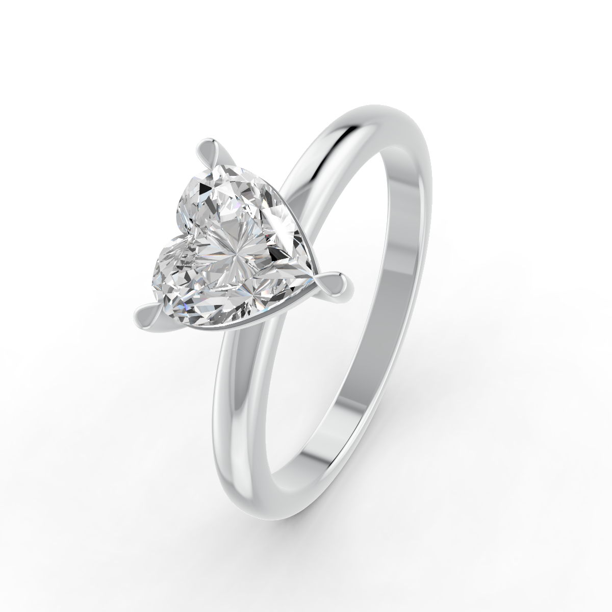 1-5 Ct Heart Cut Real Moissanite 3 Prong Solitaire Ring 14K Yellow Gold Plated