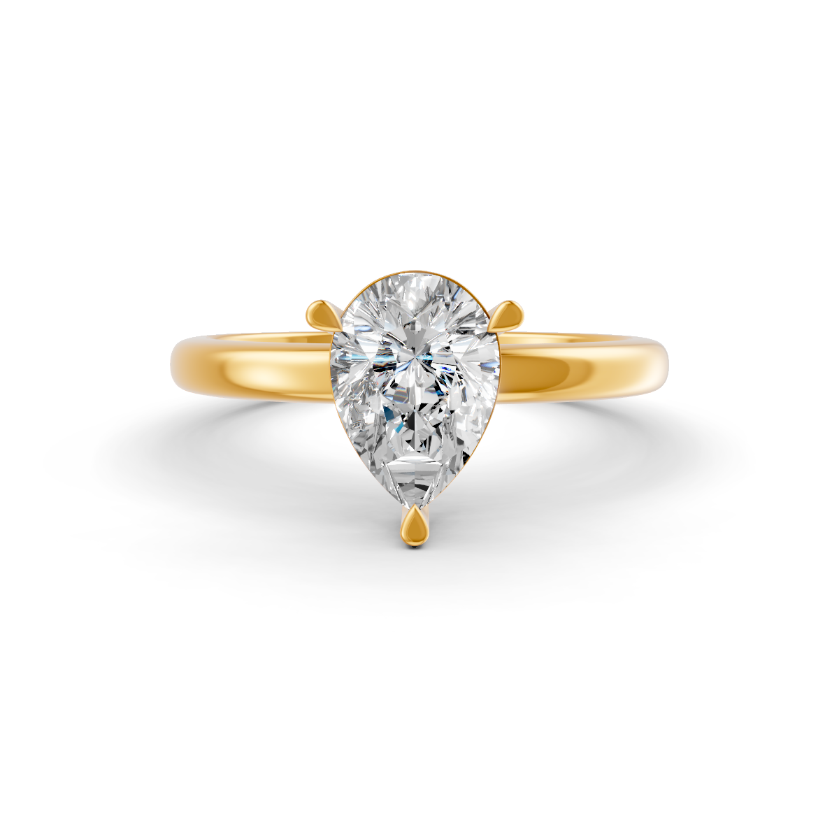 1-5 Ct Pear Cut Real Moissanite Claw Prong Solitaire Ring 14K Yellow Gold Plated