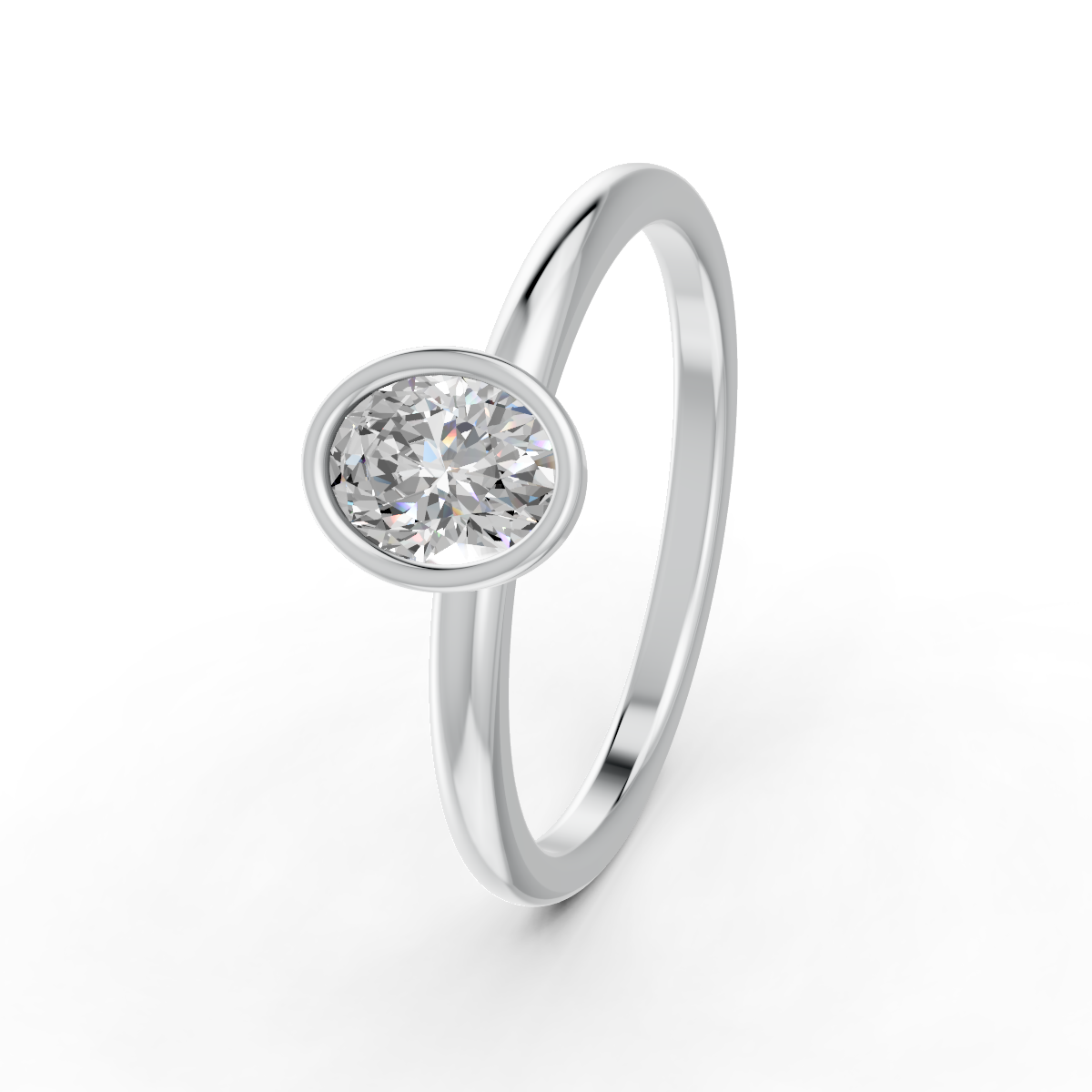 1-5 Ct Oval Cut Real Moissanite Bezel Set Solitaire Ring 14K Yellow Gold Plated