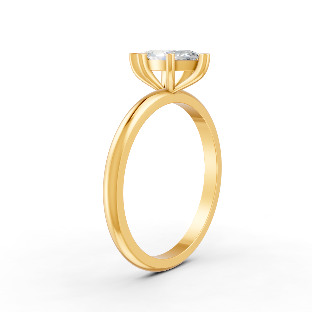 1-5 Ct Marquise Cut Real Moissanite 6 Prong Solitaire Ring 14K Yellow Gold Plated