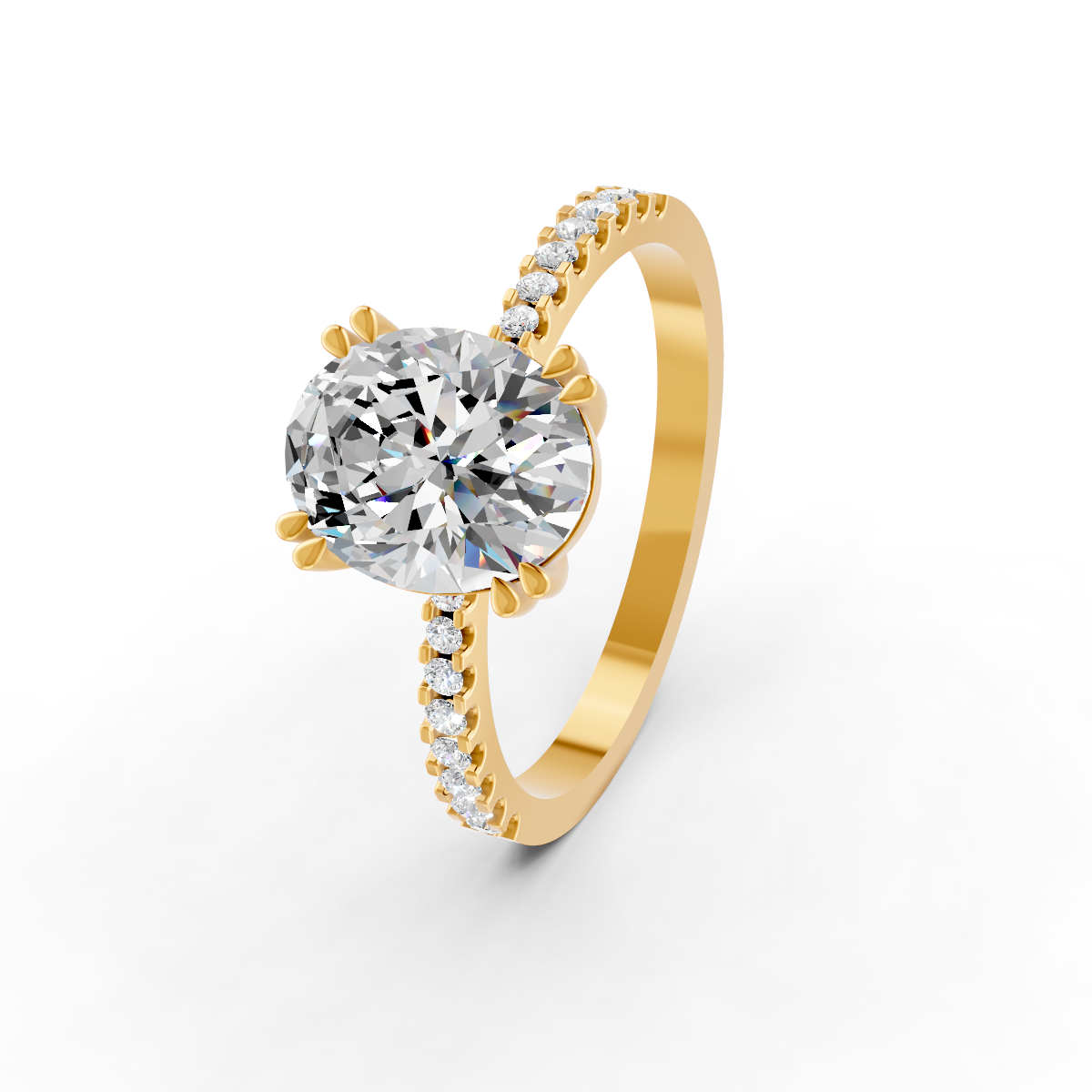 1.85Ct Oval Cut Moissanite Women Engagement Ring 14K Yellow Gold Plated