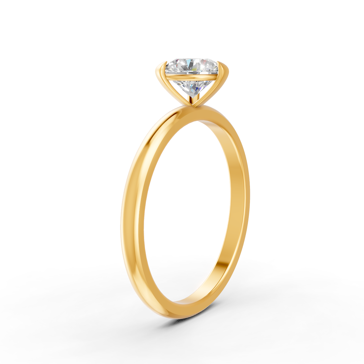 1-5 Ct Round Cut Real Moissanite 3 Prong Solitaire Ring 14K Yellow Gold Plated