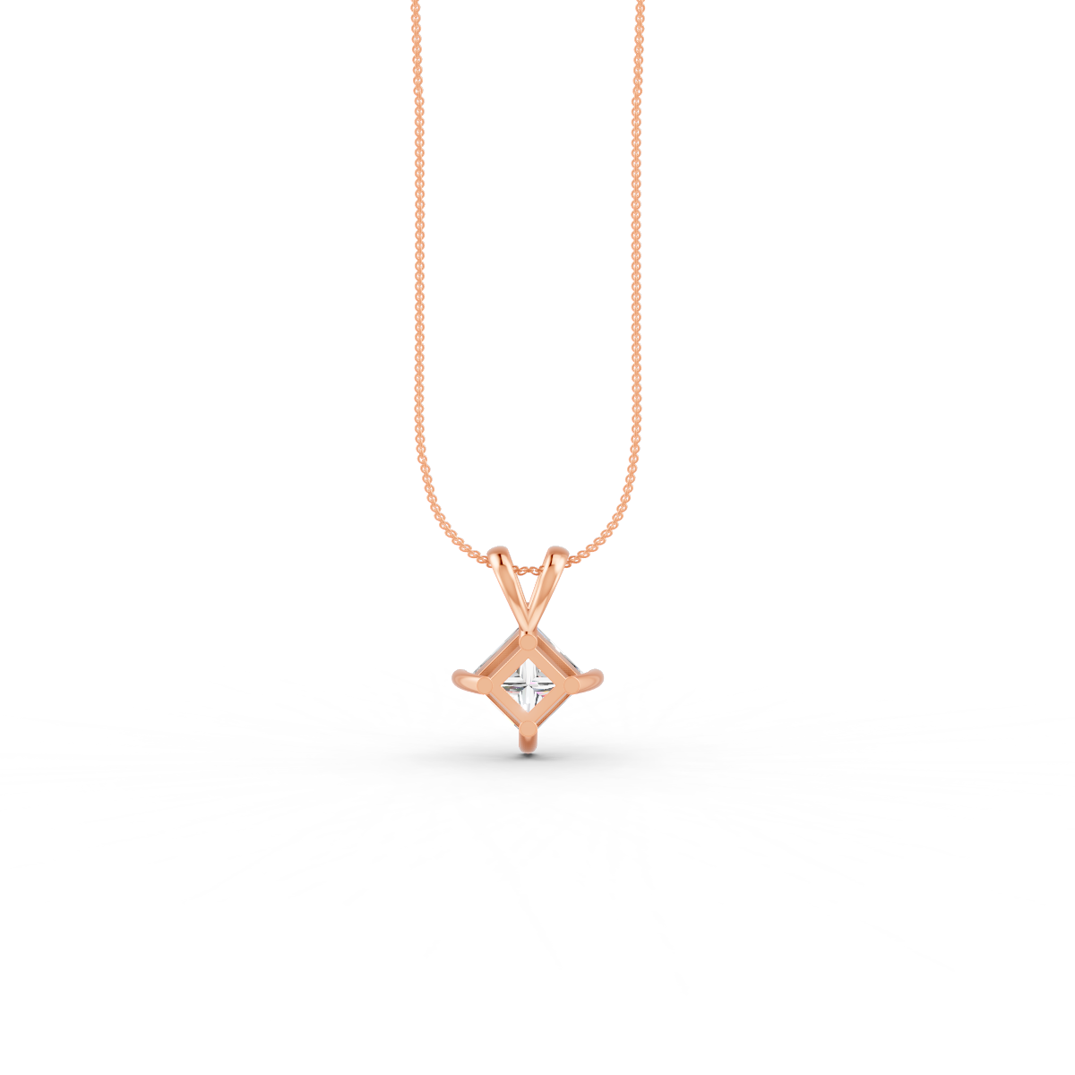 Princess Cut Moissanite Solitaire Pendant 14K Yellow Gold Plated