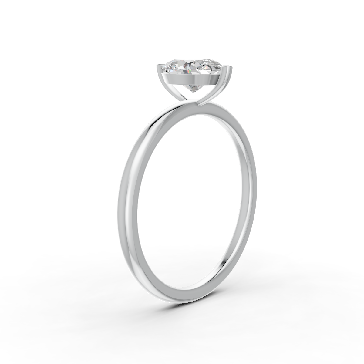 1-5 Ct Oval Cut Real Moissanite 2 Prong Solitaire Ring 14K Yellow Gold Plated