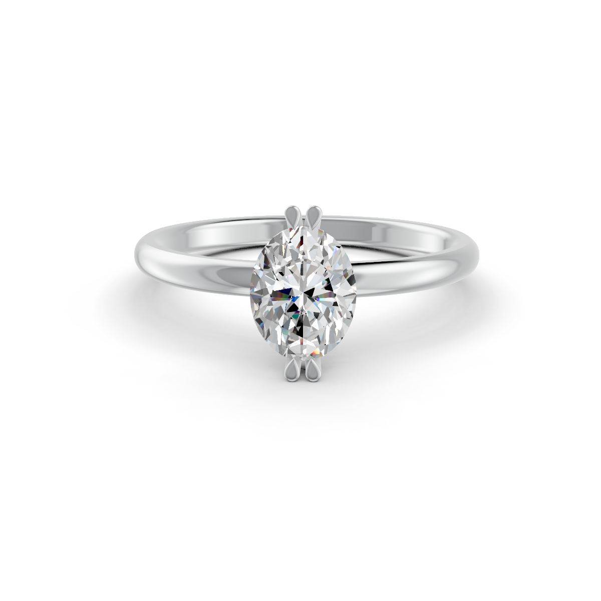 1-5 Ct Oval Cut Real Moissanite Double Prong Solitaire Ring 14K Yellow Gold Plated