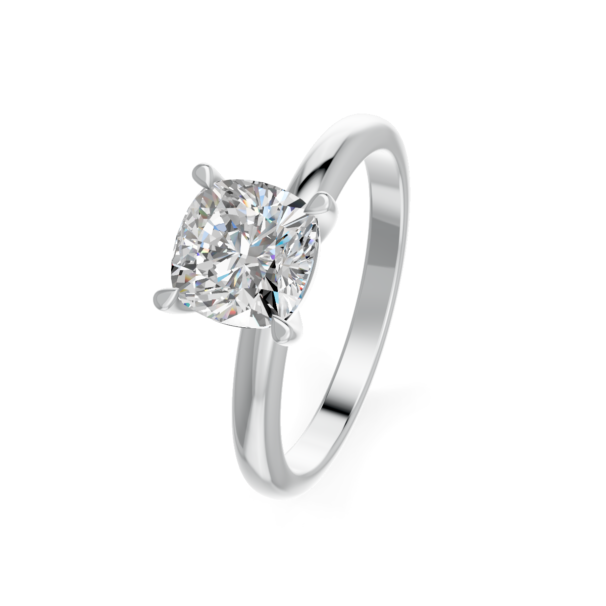 1-5 Ct Cushion Cut Real Moissanite 4 Prong Solitaire Ring 14K Yellow Gold Plated