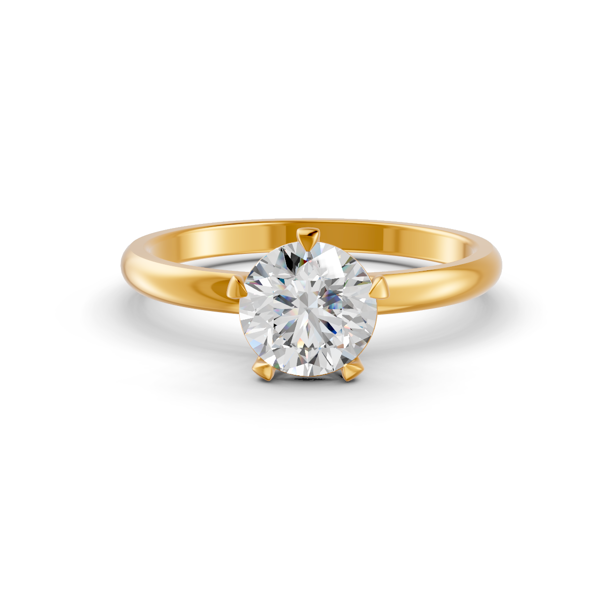 1-5 Ct Round Cut Real Moissanite 5 Prong Solitaire Ring 14K Yellow Gold Plated