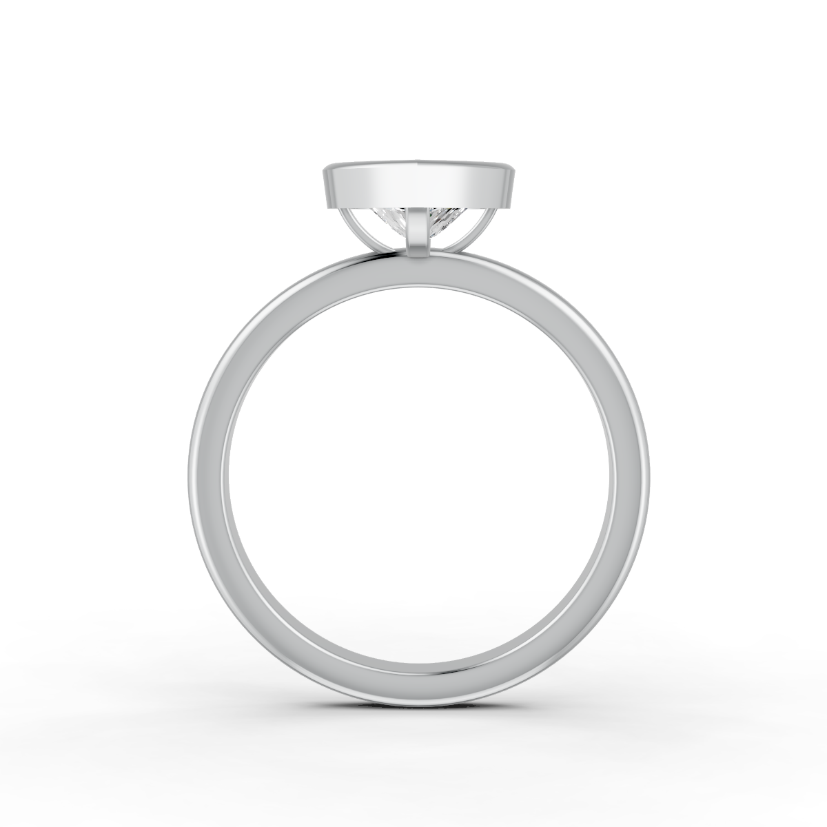 1-5 Ct Heart Cut Real Moissanite Bezel Set Solitaire Ring 14K Yellow Gold Plated