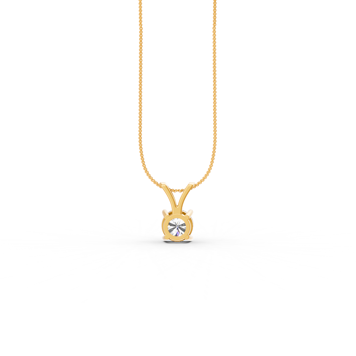 Round Cut Moissanite Solitaire Pendant 14K Yellow Gold Plated