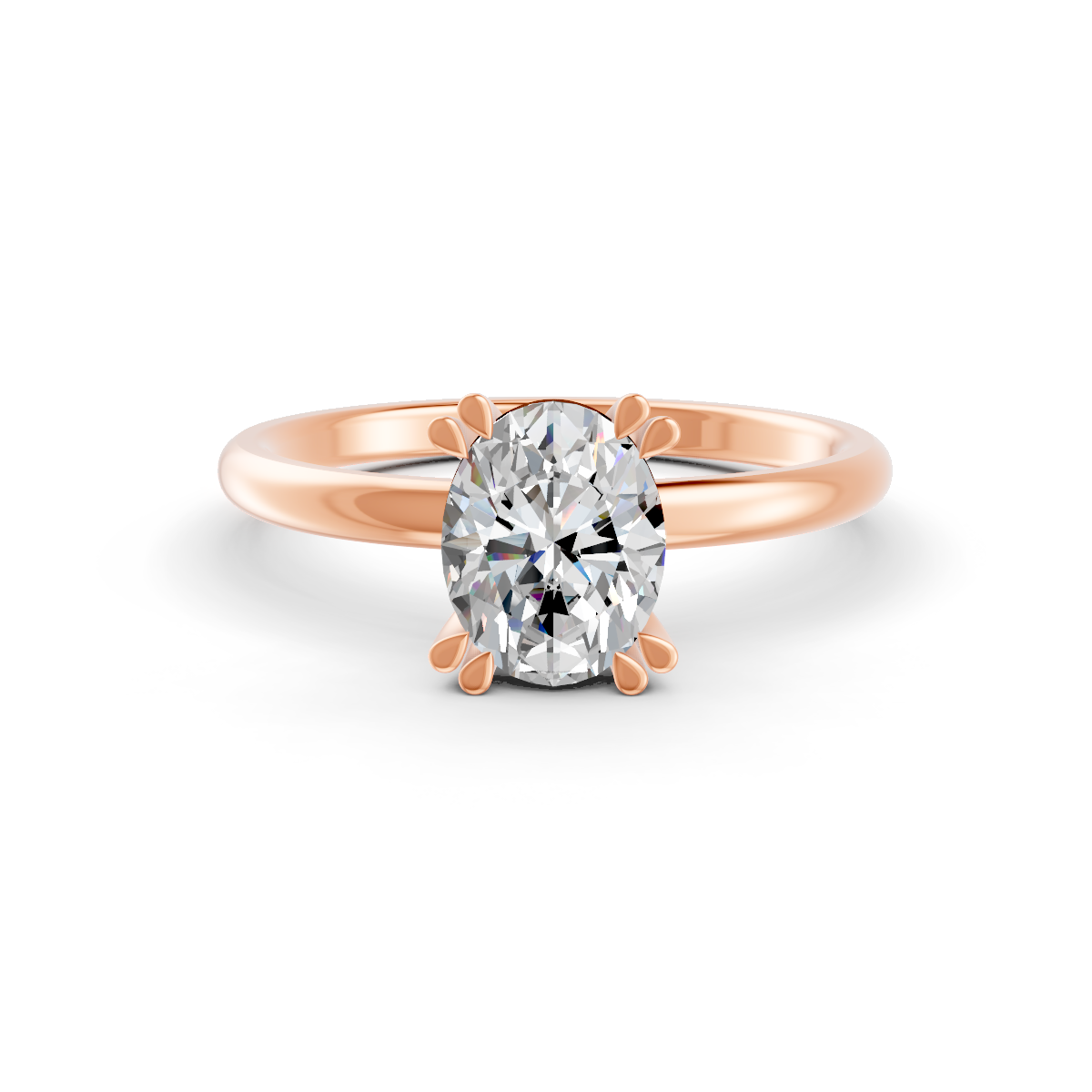1-5 Ct Oval Cut Real Moissanite Double 4 Prong Solitaire Ring 14K Yellow Gold Plated