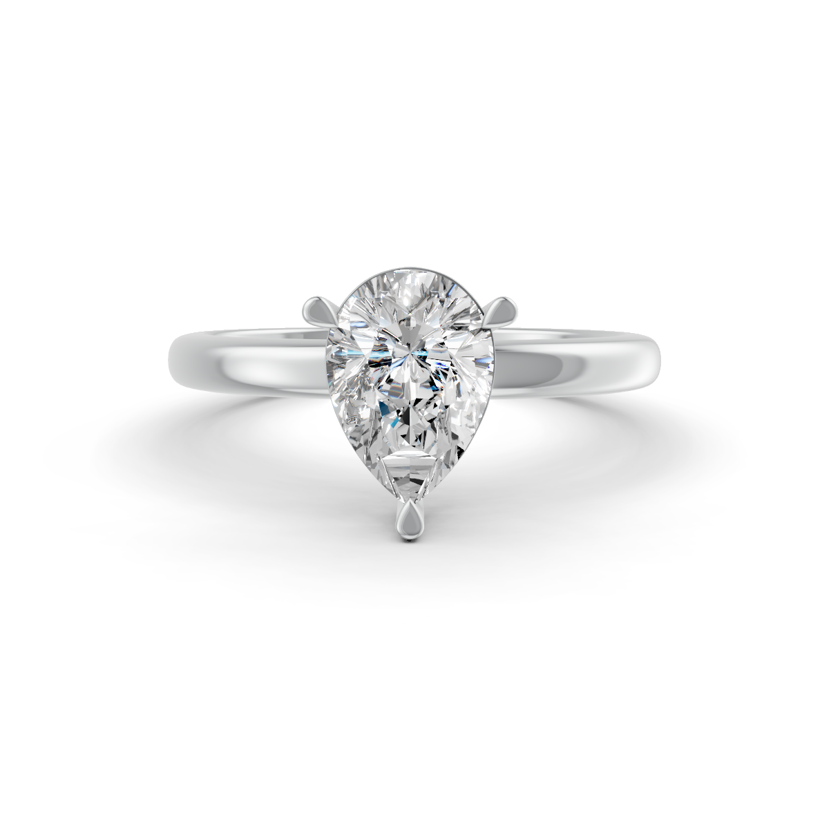 1-5 Ct Pear Cut Real Moissanite Claw Prong Solitaire Ring 14K Yellow Gold Plated