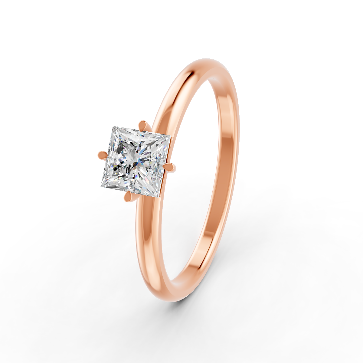 1-5 Ct Princess Cut Real Moissanite Claw Prong Solitaire Ring 14K Yellow Gold Plated