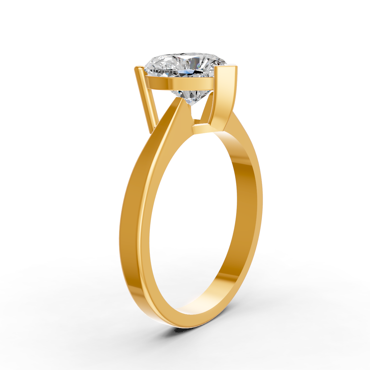 1-5 Ct Heart Cut Real Moissanite V Prong Solitaire Ring 14K Gold Plated