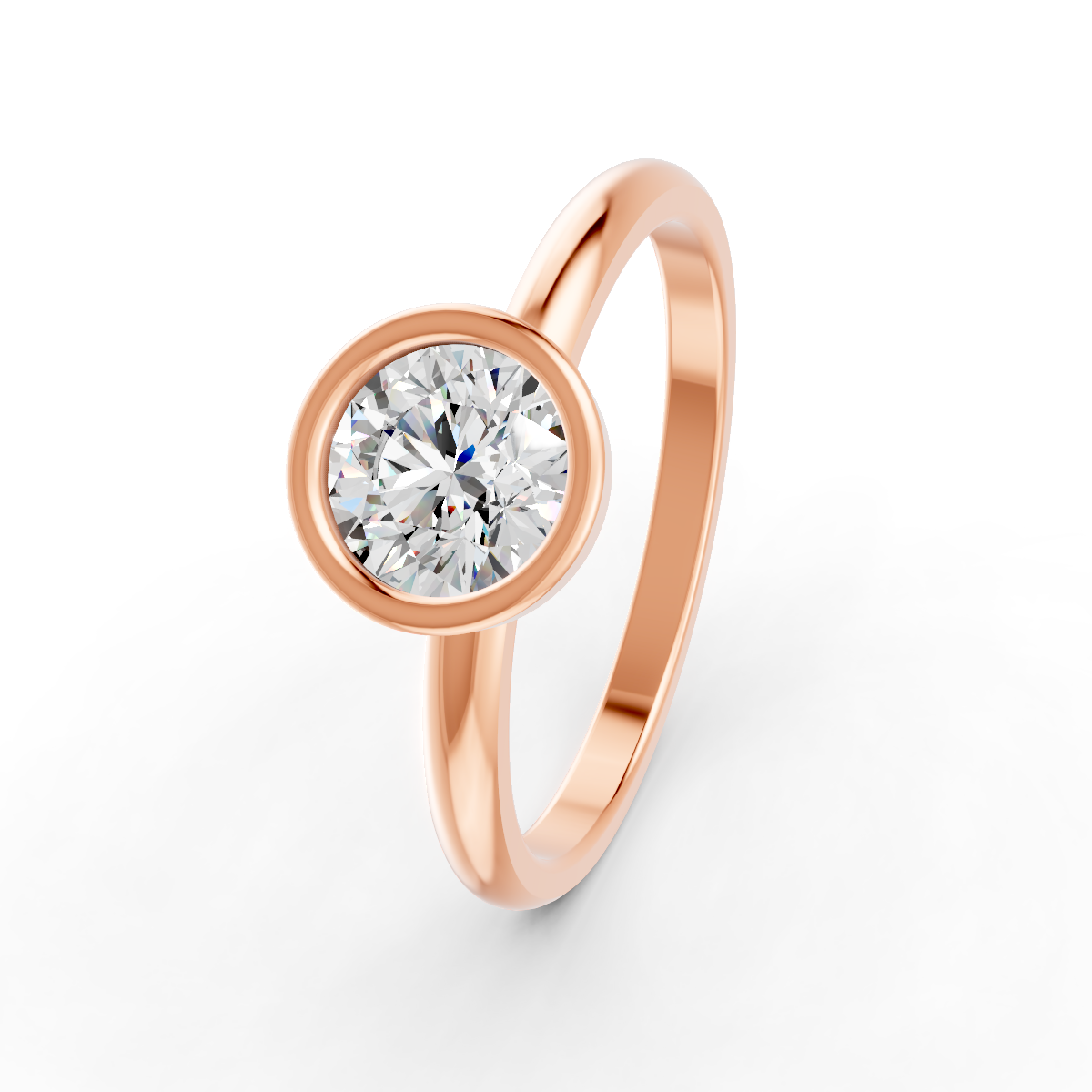 1-5 Ct Round Cut Real Moissanite Bezel Set Solitaire Ring 14K Yellow Gold Plated