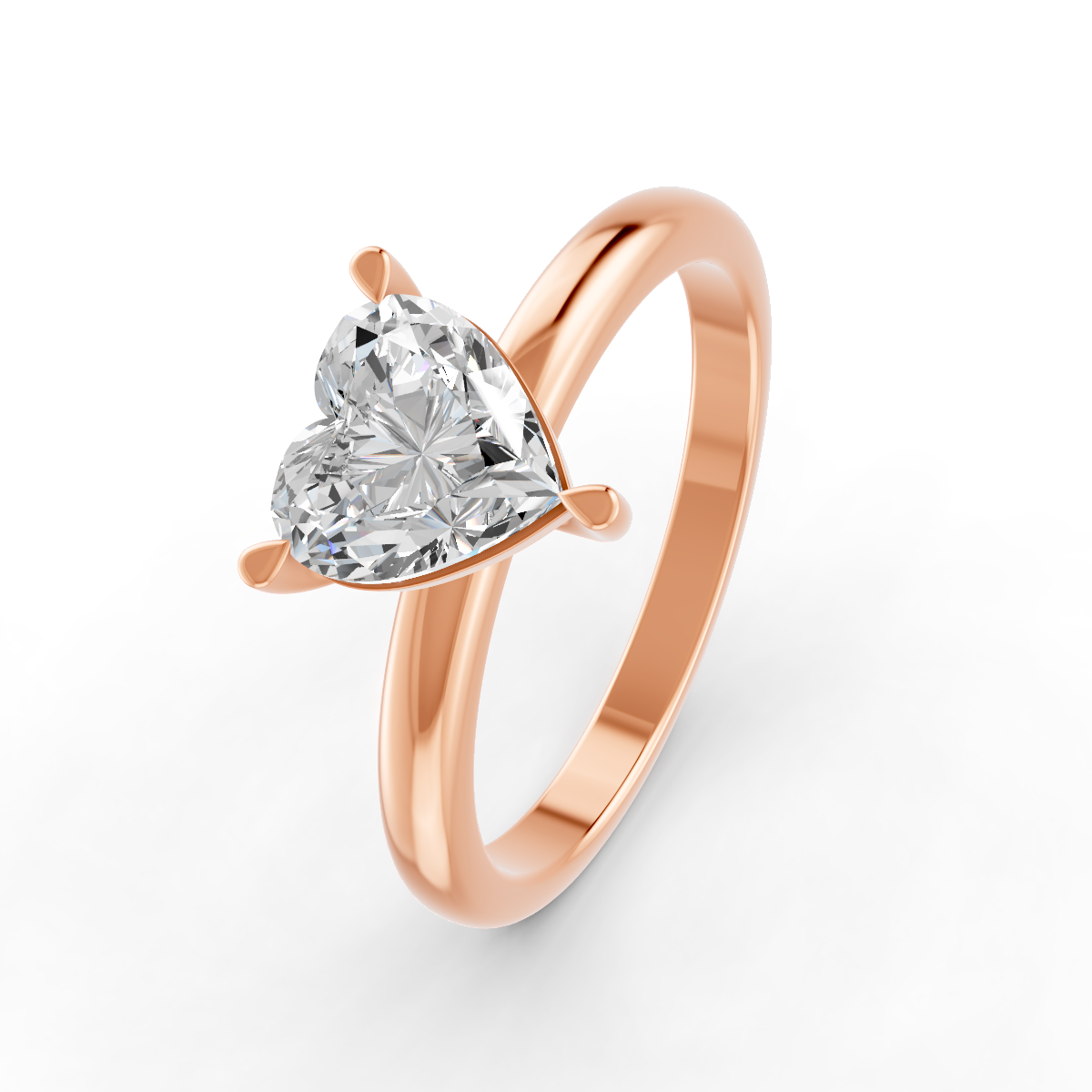 1-5 Ct Heart Cut Real Moissanite 3 Prong Solitaire Ring 14K Yellow Gold Plated