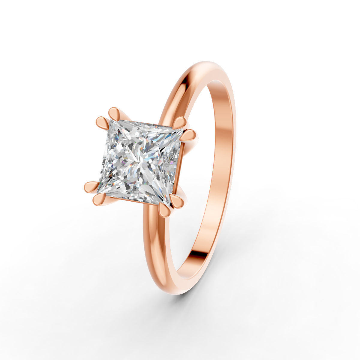 1-5 Ct Princess Cut Real Moissanite Double 4 Prong Solitaire Ring 14K Yellow Gold Plated