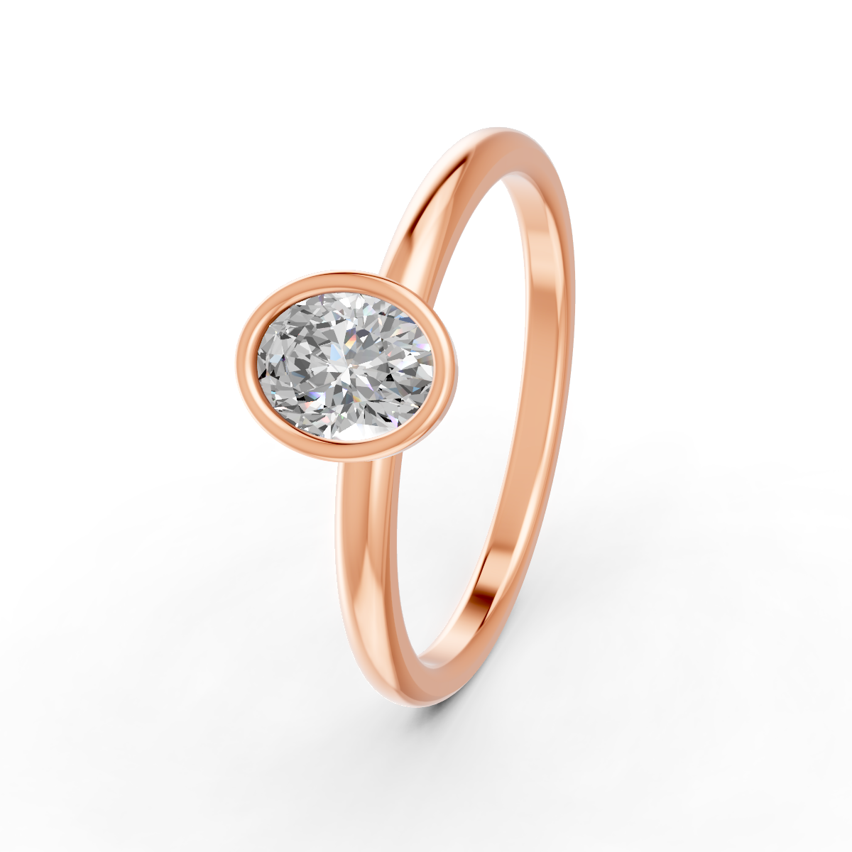 1-5 Ct Oval Cut Real Moissanite Bezel Set Solitaire Ring 14K Yellow Gold Plated