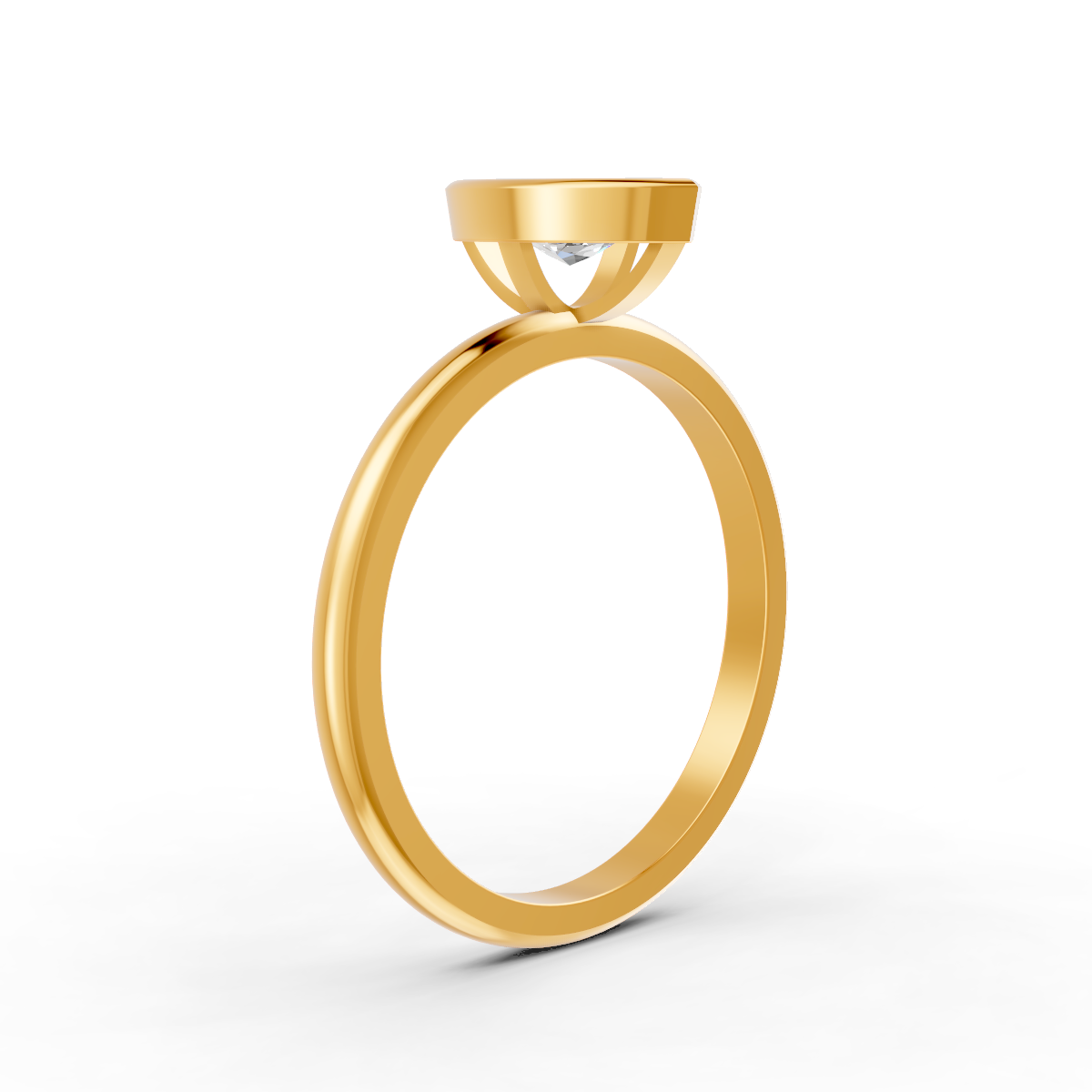 1-5 Ct Marquise Cut Real Moissanite Bezel Set Solitaire Ring 14K Yellow Gold Plated