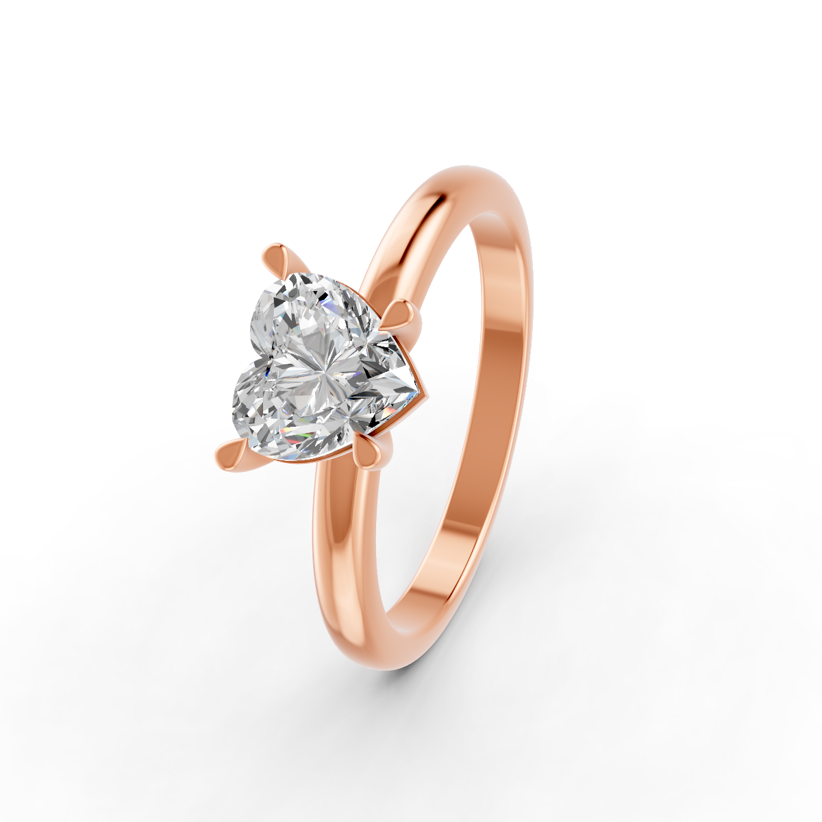 1-5 Ct Heart Cut Real Moissanite 4 Prong Solitaire Ring 14K Yellow Gold Plated