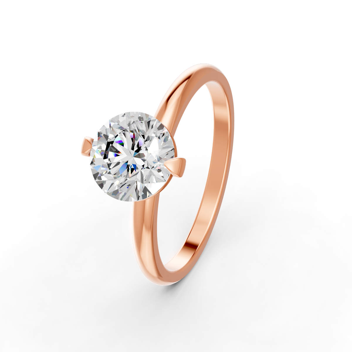 1-5 Ct Round Cut Real Moissanite 2 Prong Solitaire Ring 14K Yellow Gold Plated