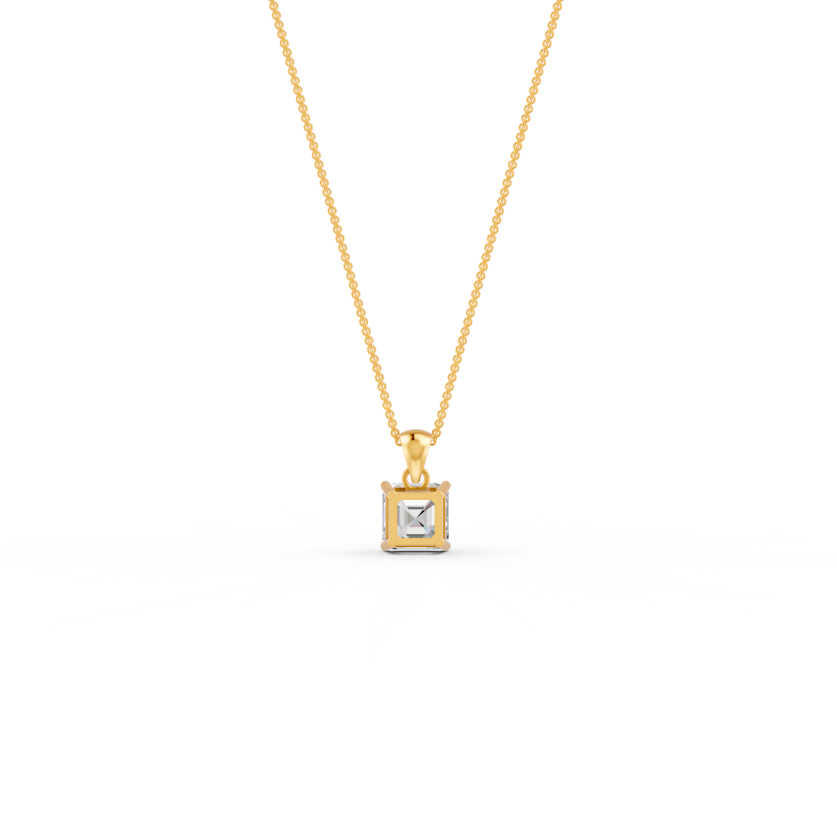 Asscher Cut GRA Certified Moissanite Solitaire Pendant in 14K Yellow Gold Plated