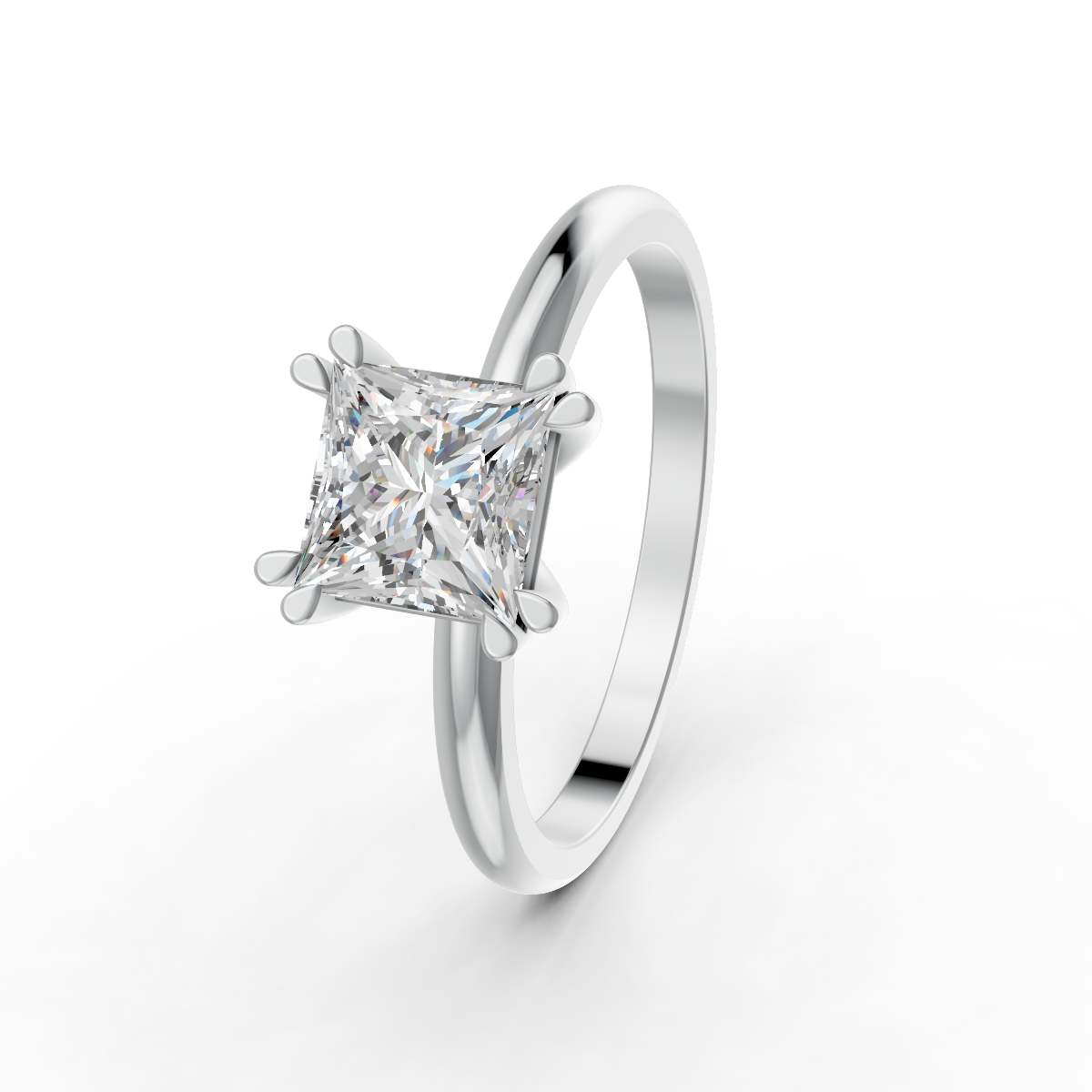 1-5 Ct Princess Cut Real Moissanite Double 4 Prong Solitaire Ring 14K Yellow Gold Plated
