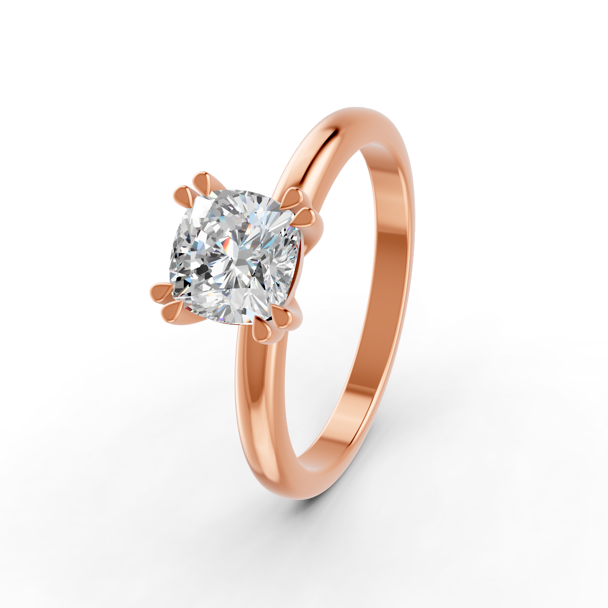 1-5 Ct Cushion Cut Real Moissanite Double Prong Solitaire Ring 14K Yellow Gold Plated