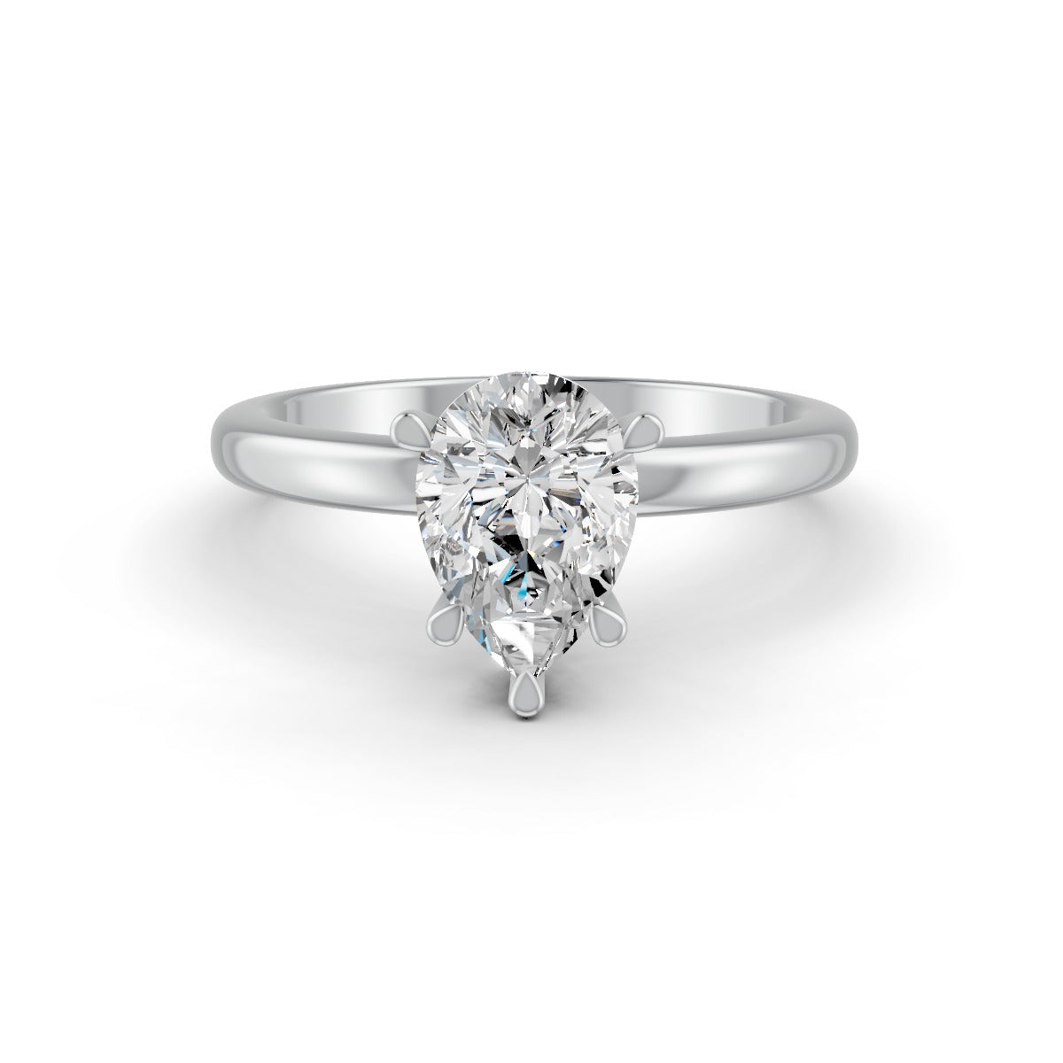 1-5 Ct Pear Cut Real Moissanite 5 Prong Solitaire Ring 14K Yellow Gold Plated