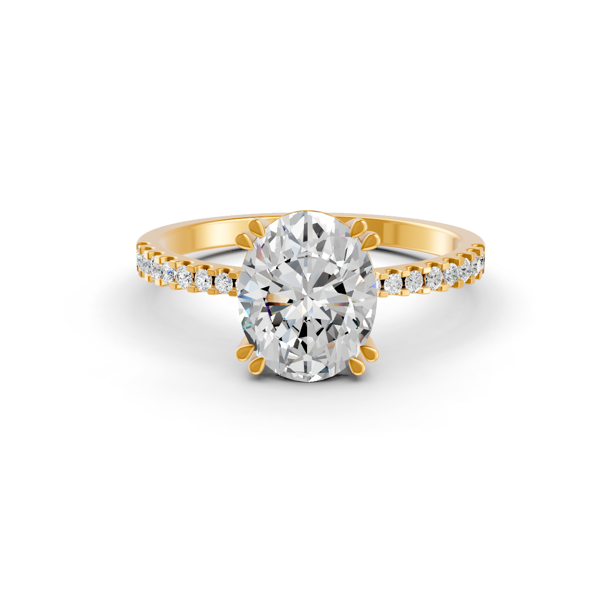 1.85Ct Oval Cut Moissanite Women Engagement Ring 14K Yellow Gold Plated