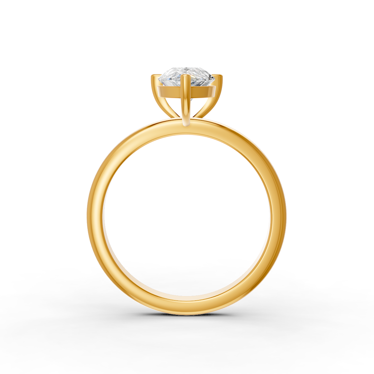 1-5 Ct Pear Cut Real Moissanite Claw Prong Solitaire Ring 14K Yellow Gold Plated