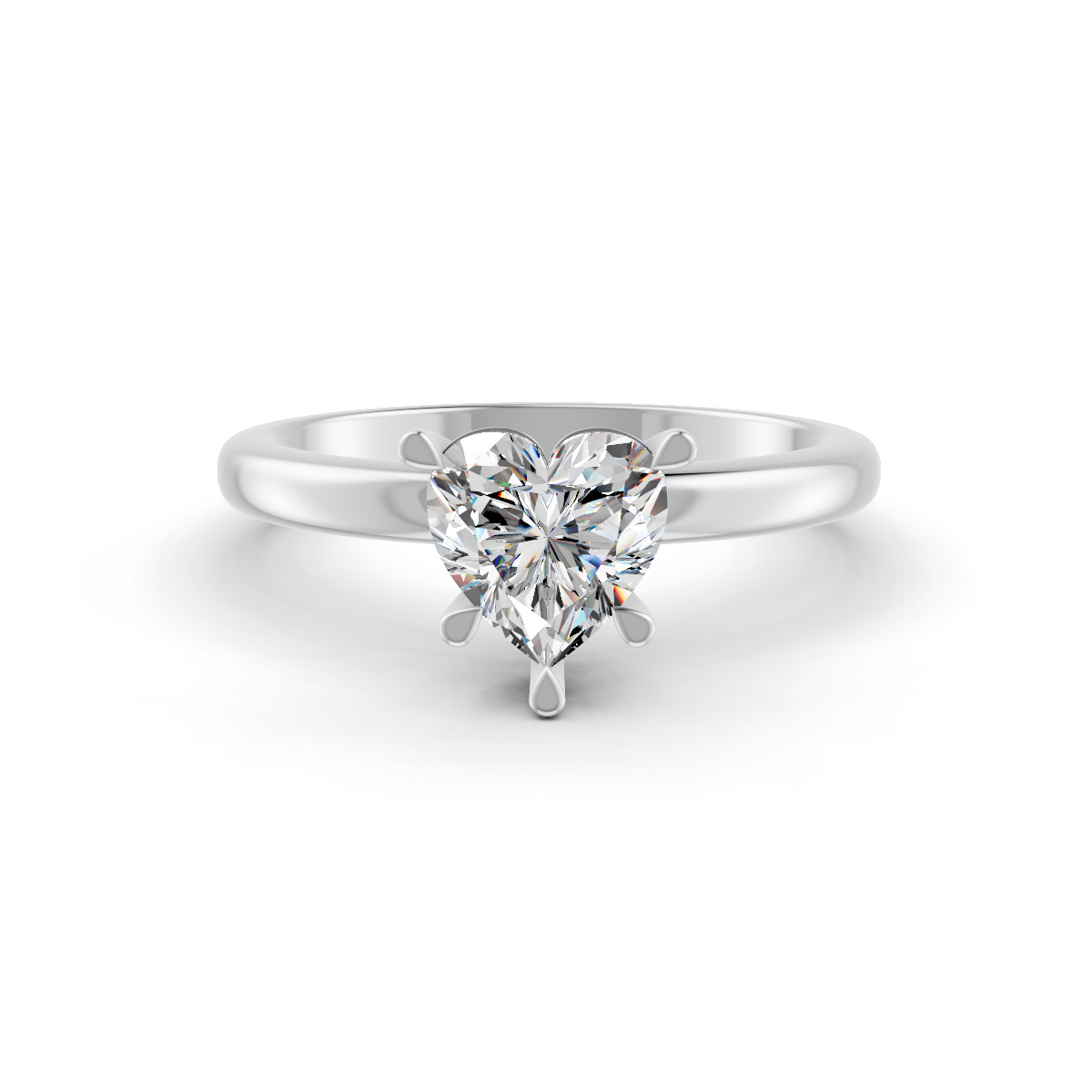 1-5 Ct Heart Cut Real Moissanite 5 Prong Solitaire Ring 14K Yellow Gold Plated