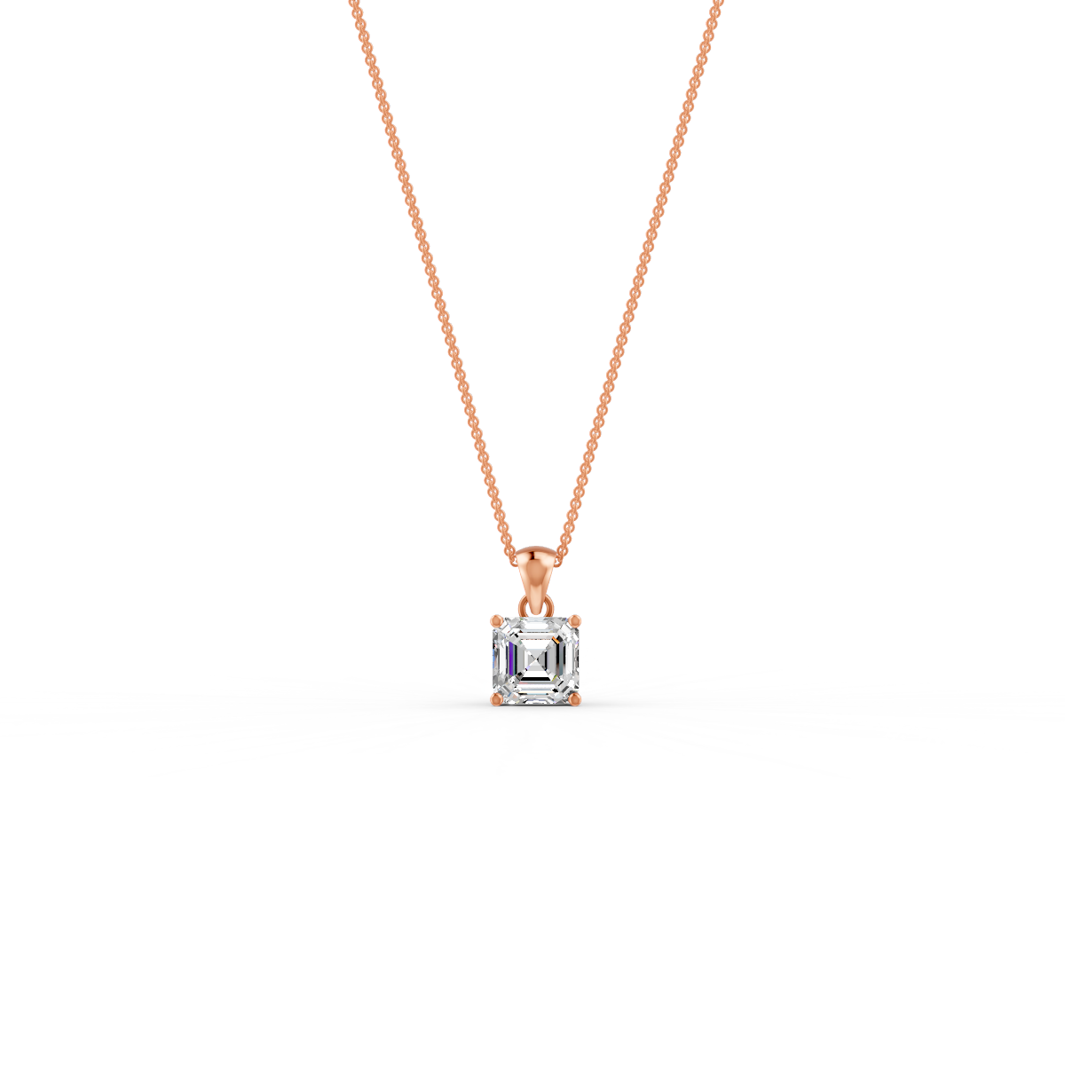 Asscher Cut GRA Certified Moissanite Solitaire Pendant in 14K Yellow Gold Plated