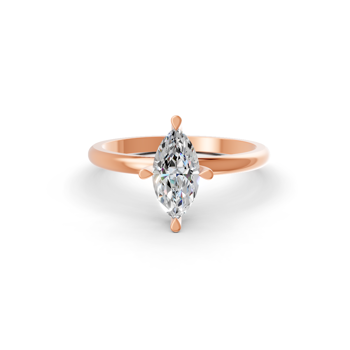 1-5 Ct Marquise Cut Real Moissanite 4 Prong Solitaire Ring 14K Yellow Gold Plated