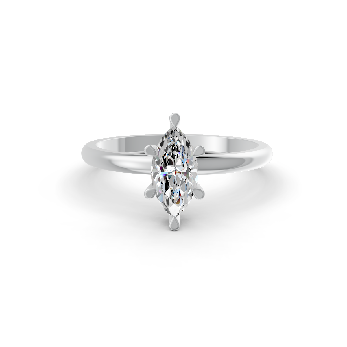 1-5 Ct Marquise Cut Real Moissanite 6 Prong Solitaire Ring 14K Yellow Gold Plated