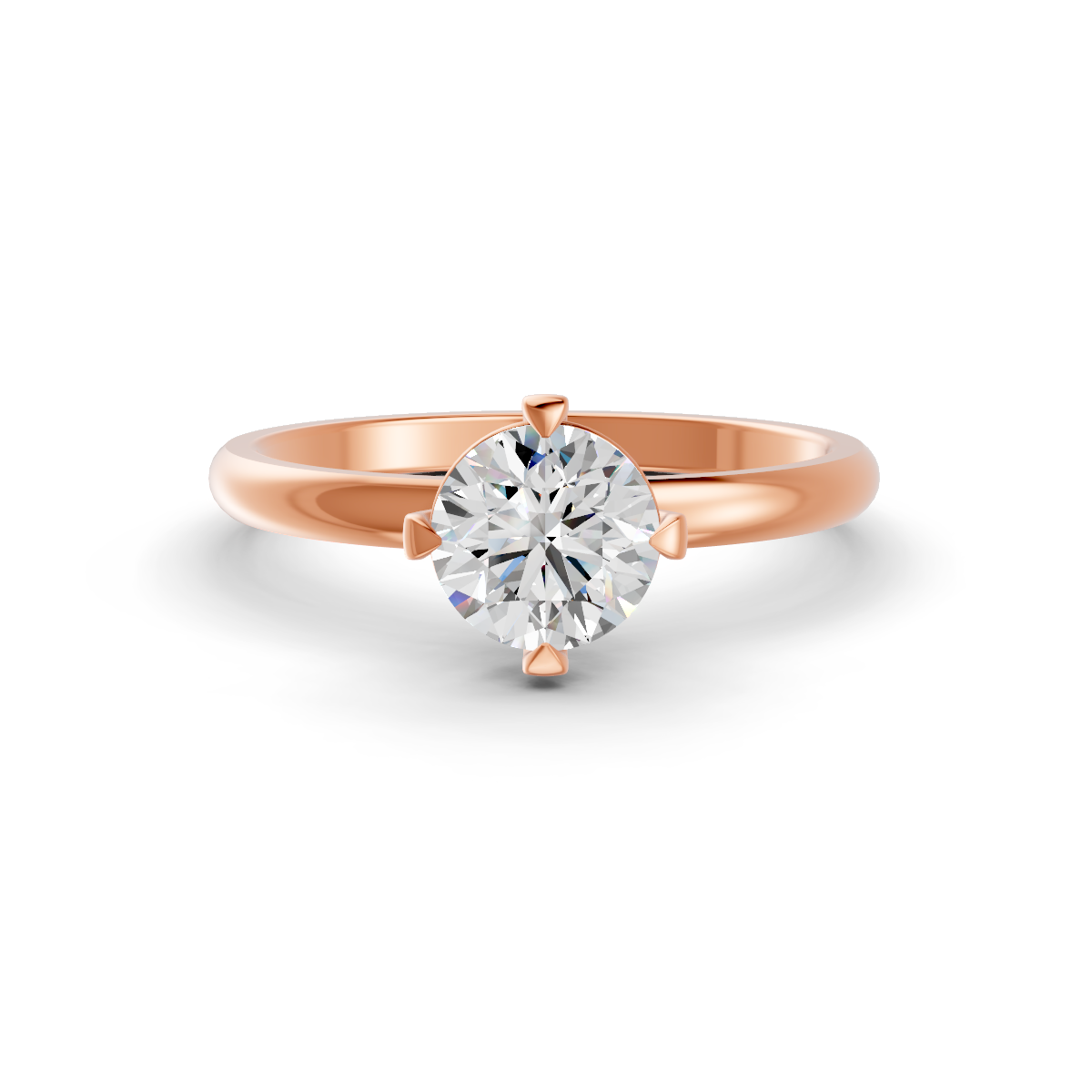 1-5 Ct Round Cut Real Moissanite 4 Prong Solitaire Ring 14K Yellow Gold Plated