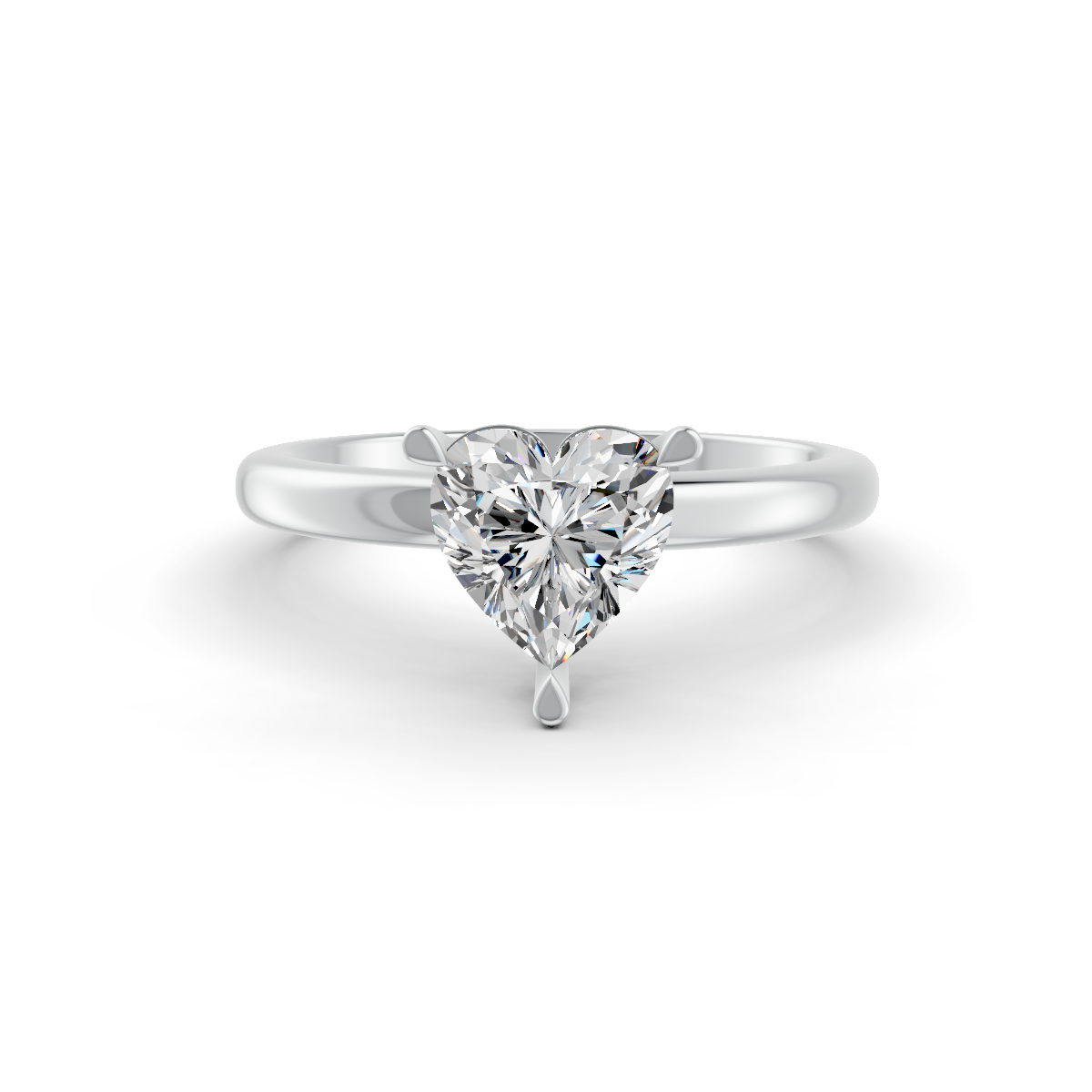 1-5 Ct Heart Cut Real Moissanite 3 Prong Solitaire Ring 14K Yellow Gold Plated