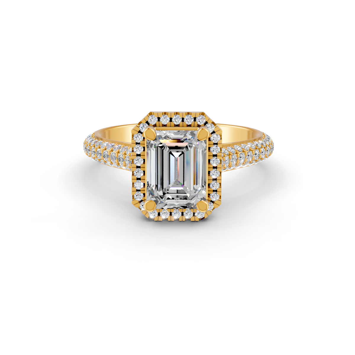 2.34 Ct Radiant Cut Certified Moissanite Engagement Ring 14K Yellow Gold Plated